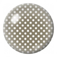 Cabochon en Verre Illustré Pois Blancs sur Kaki 12 à 25mm pour la Création de Bijoux Fantaisie - DIY