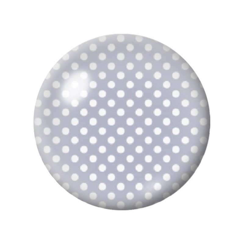 Cabochon en Verre Illustré Pois Blancs sur Bleu Gris Pâle 12 à 25mm