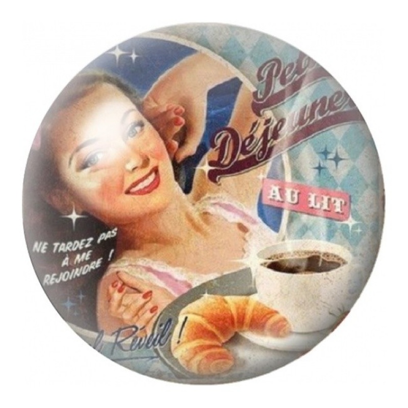 Cabochon en Verre Illustré Publicité Déjeuner au Lit 12 à 25mm