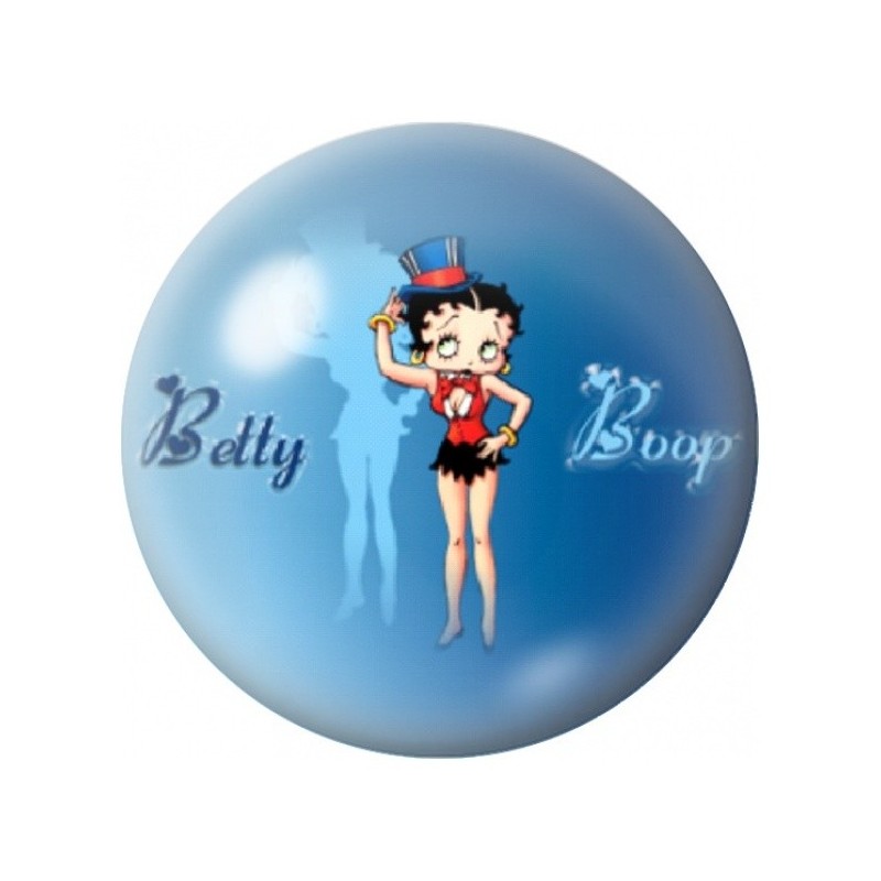 Cabochon en Verre Illustré Betty Boop au Haut-de-Forme 12 à 25mm