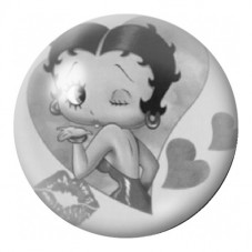 Cabochon en Verre Illustré Betty Boop Noir et Blanc 12 à 25mm pour la Création de Bijoux Fantaisie - DIY