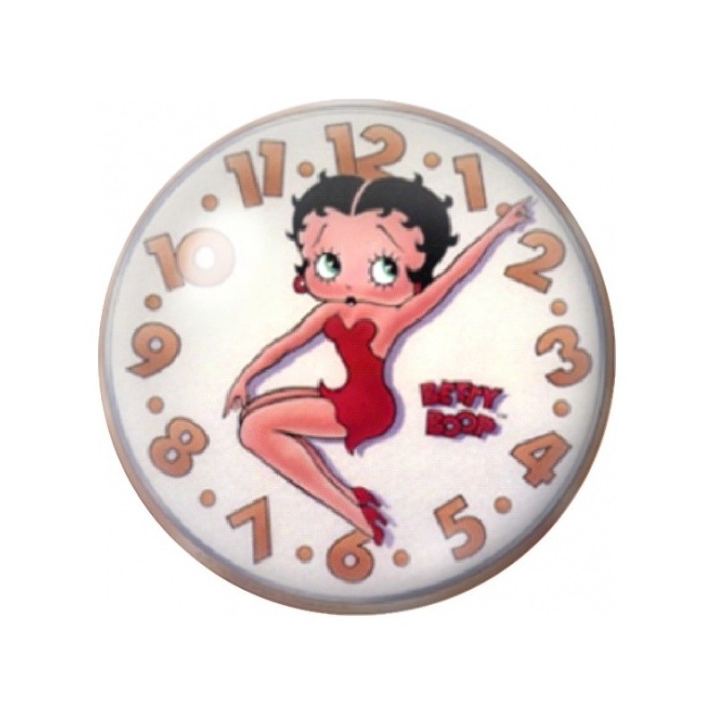 Cabochon en Verre Illustré Horloge Betty Boop 12 à 25mm