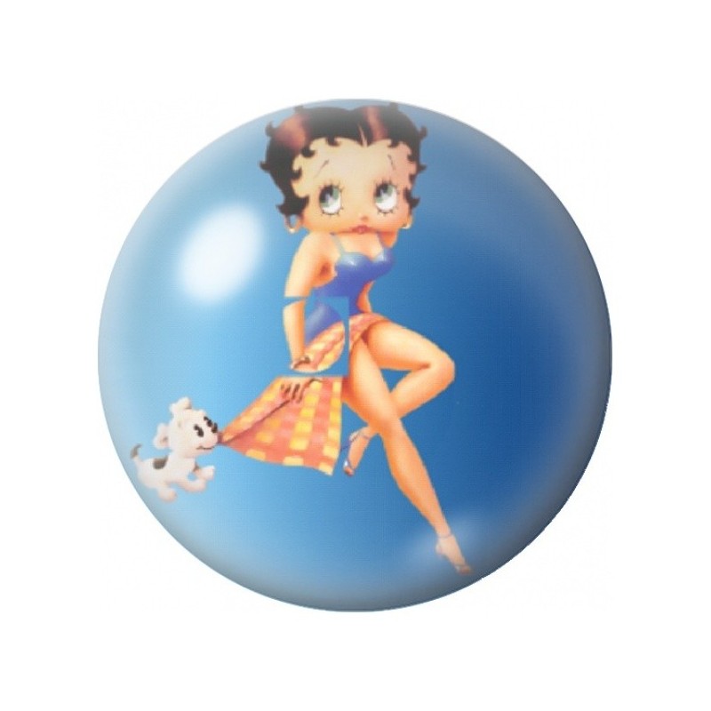 Cabochon en Verre Illustré Betty Boop en Robe Orange 12 à 25mm