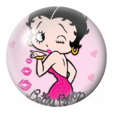 Cabochon en Verre Illustré Betty Boop Baiser Rose 12 à 25mm pour la Création de Bijoux Fantaisie - DIY