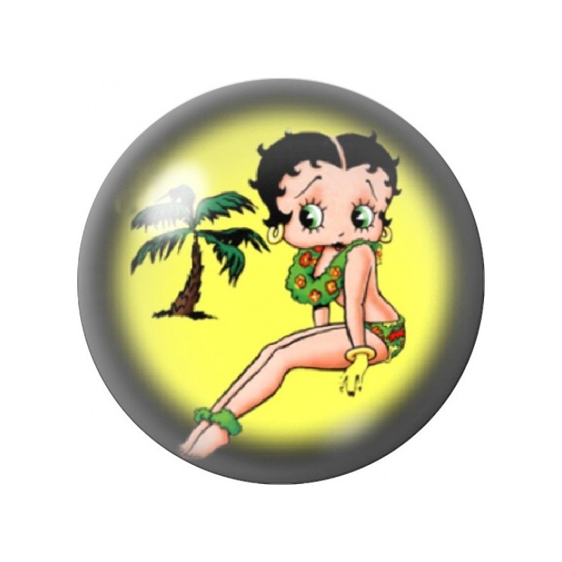 Cabochon en Verre Illustré Betty Boop dans la Jungle 12 à 25mm