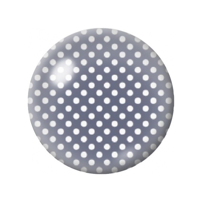 Cabochon en Verre Illustré Pois Blancs sur Bleu Gris Foncé 12 à 25mm
