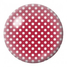 Cabochon en Verre Illustré Petits Pois Blancs sur Rouge Cerise 12 à 25mm pour la Création de Bijoux Fantaisie - DIY