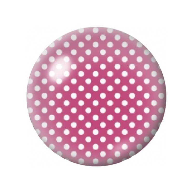 Cabochon en Verre Illustré Petits Pois Blancs sur Rose 12 à 25mm