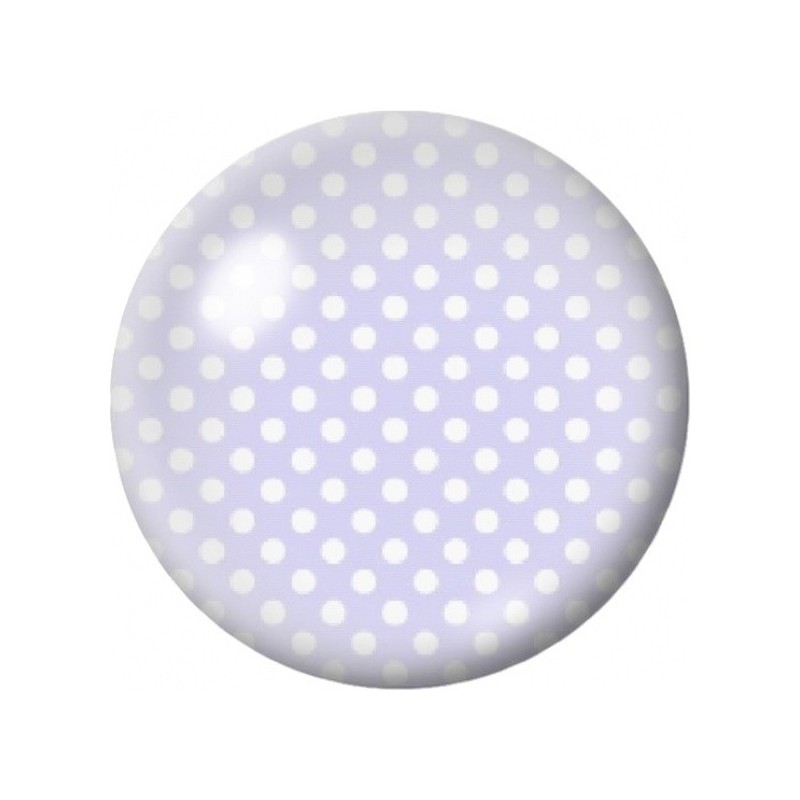 Cabochon en Verre Illustré Pois Blancs sur Mauve Pâle 12 à 25mm