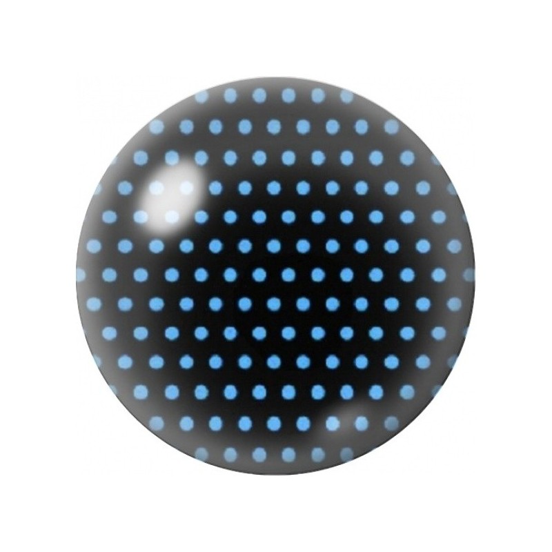 Cabochon en Verre Illustré Pois Bleus sur Noir 12 à 25mm