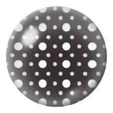 Cabochon en Verre Illustré Pois Blancs et Roses sur Noir 12 à 25mm pour la Création de Bijoux Fantaisie - DIY