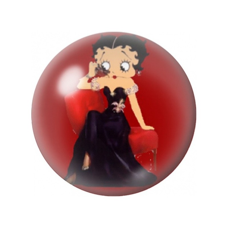 Cabochon en Verre Illustré Betty Boop Diva en Noir 12 à 25mm
