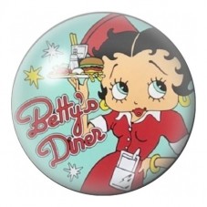 Cabochon en Verre Illustré Betty Boop au Diner 12 à 25mm pour la Création de Bijoux Fantaisie - DIY