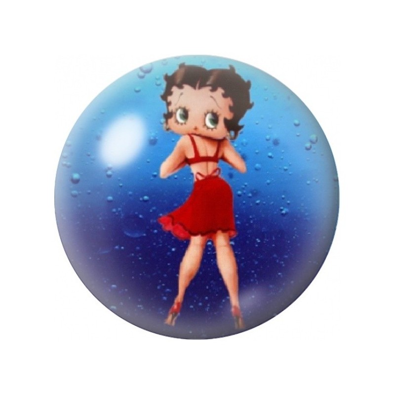 Cabochon en Verre Illustré Betty Boop sur Fond Bleu 12 à 25mm