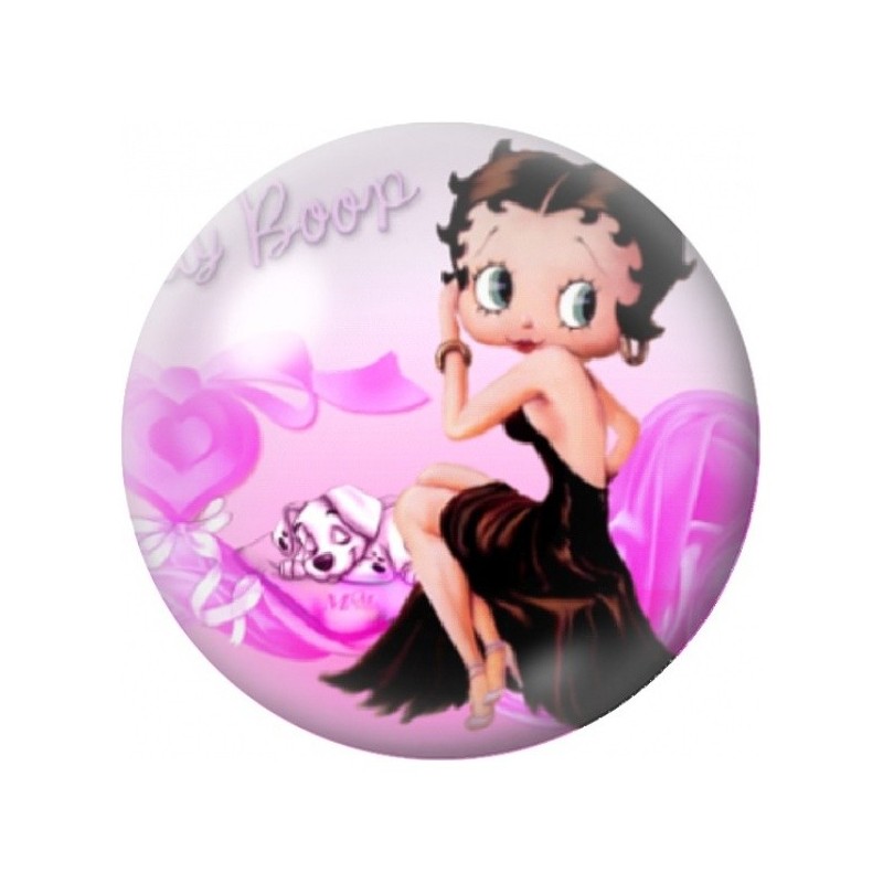 Cabochon en Verre Illustré Betty Boop Boudoir Rose 12 à 25mm