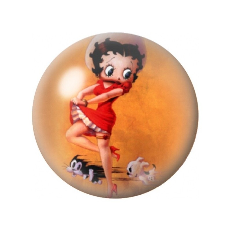 Cabochon en Verre Illustré Betty Boop en Robe Rouge 12 à 25mm