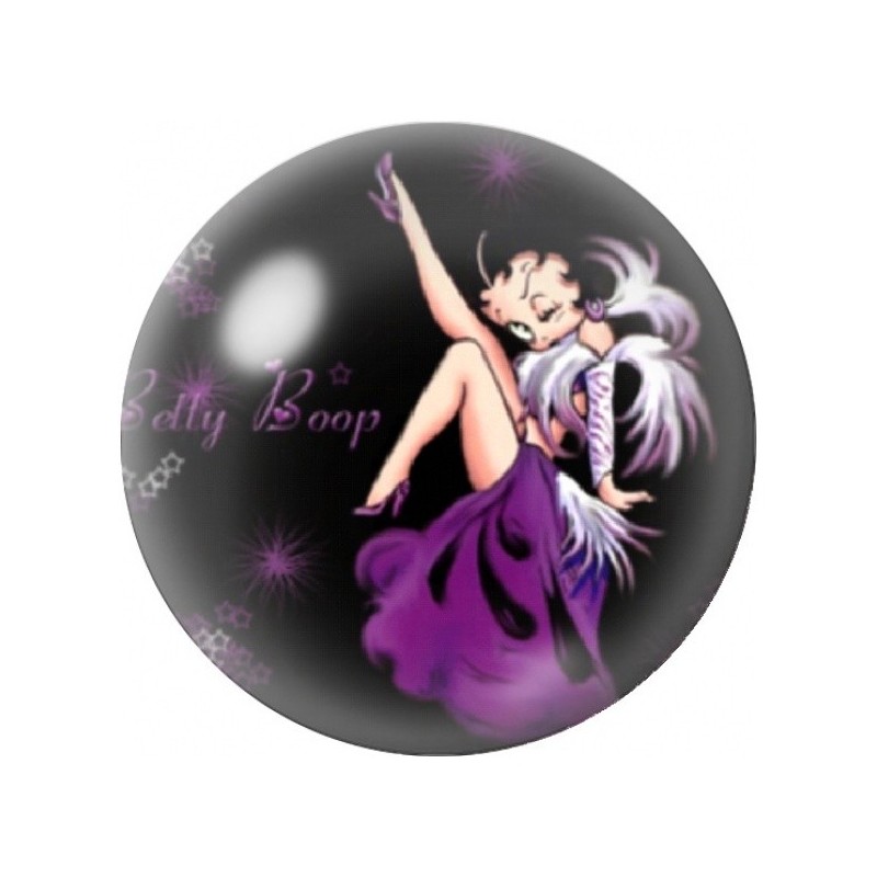 Cabochon en Verre Illustré Betty Boop en Robe Violette 12 à 25mm