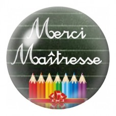 Cabochon en Verre Illustré Merci Maîtresse sur Tableau Noir 12 à 25mm pour la Création de Bijoux Fantaisie - DIY