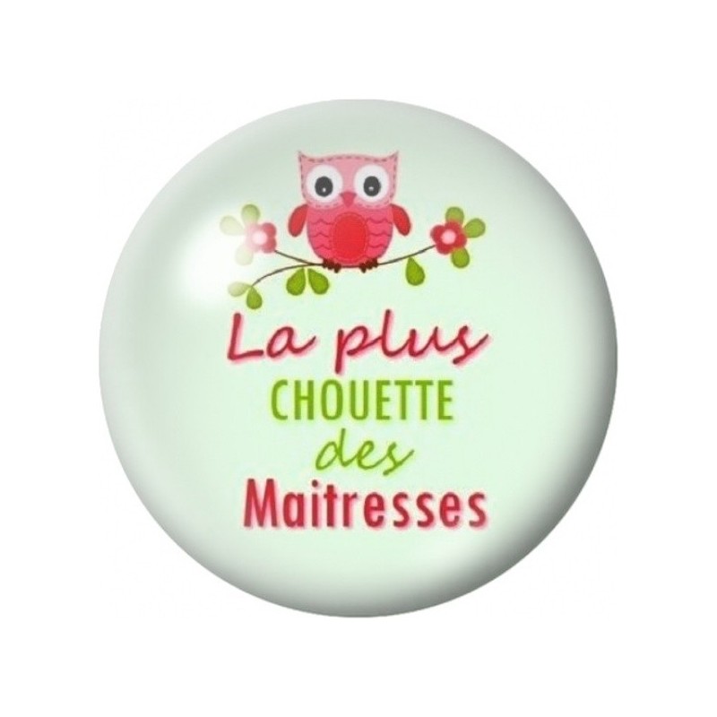 Cabochon en Verre Illustré La Plus Chouette des Maîtresses 12 à 25mm