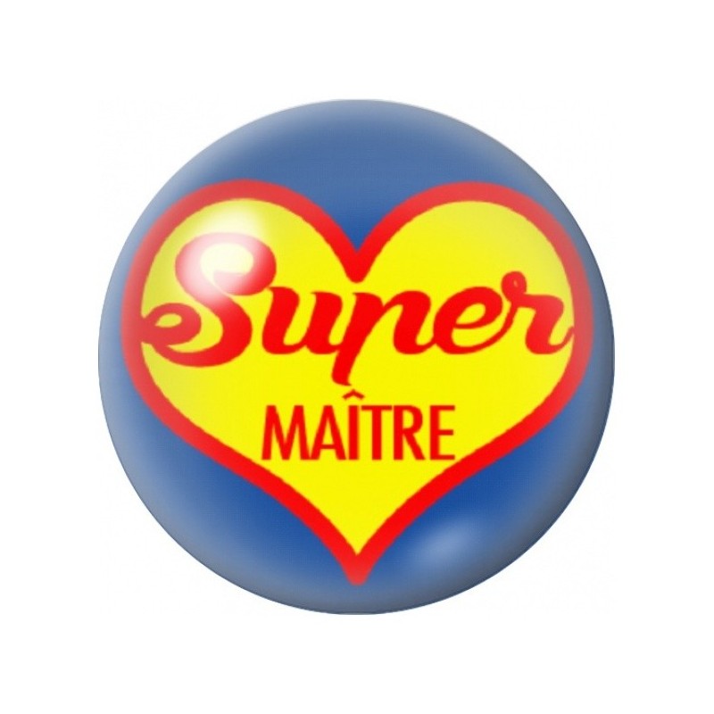 Cabochon en Verre Illustré Super Maître au Cœur Jaune 12 à 25mm