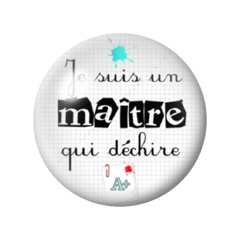 Cabochon en Verre Illustré Maître qui Déchire sur Cahier 12 à 25mm