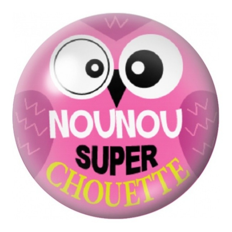 Cabochon en Verre Illustré Nounou Super Chouette Rose 12 à 25mm