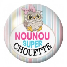 Cabochon en Verre Illustré Nounou Super Chouette aux Rayures 12 à 25mm pour la Création de Bijoux Fantaisie - DIY