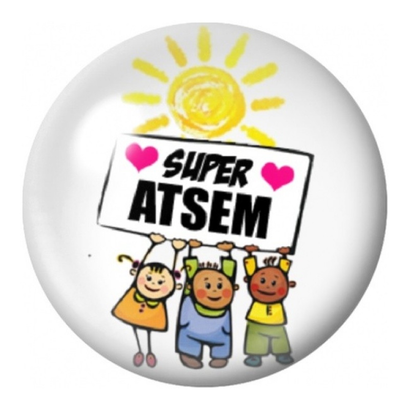 Cabochon en Verre Illustré Super ATSEM avec les Enfants 12 à 25mm