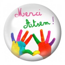 Cabochon en Verre Illustré Merci ATSEM aux Mains Colorées 12 à 25mm pour la Création de Bijoux Fantaisie - DIY