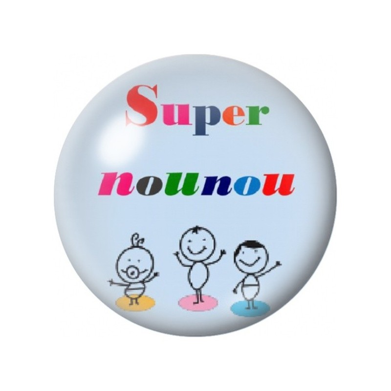 Cabochon en Verre Illustré Super Nounou aux Trois Enfants 12 à 25mm