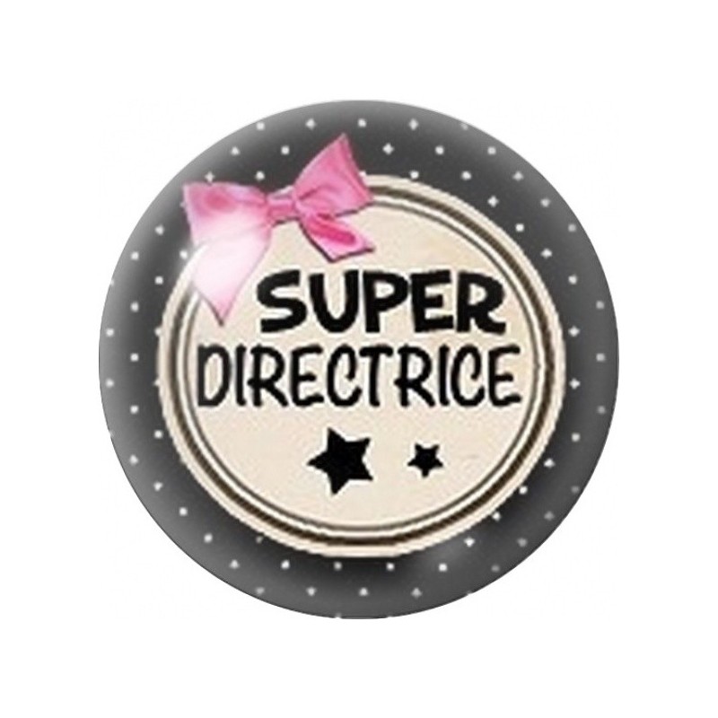 Cabochon en Verre Illustré Super Directrice au Nœud Noir 12 à 25mm