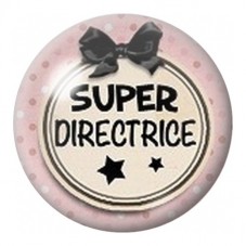 Cabochon en Verre Illustré Super Directrice sur Rose Poudré 12 à 25mm pour la Création de Bijoux Fantaisie - DIY