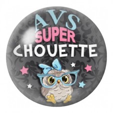 Cabochon en Verre Illustré AVS Super Chouette sur Ardoise 12 à 25mm pour la Création de Bijoux Fantaisie - DIY