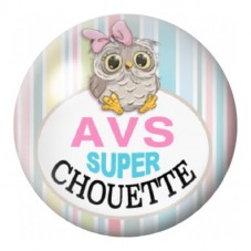 Cabochon en Verre Illustré AVS Super Chouette aux Rayures 12 à 25mm pour la Création de Bijoux Fantaisie - DIY