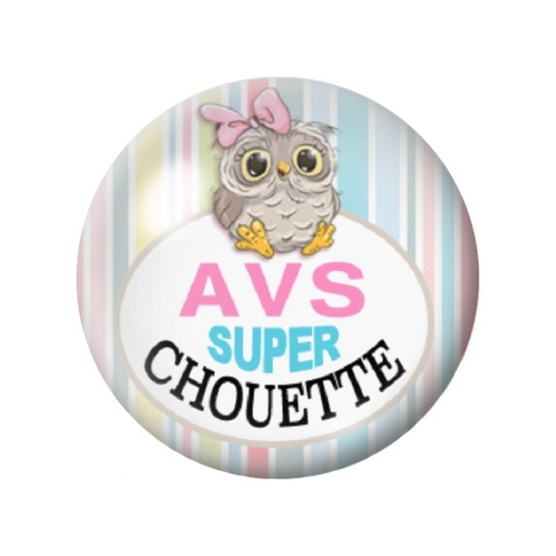Cabochon en Verre Illustré AVS Super Chouette aux Rayures 12 à 25mm