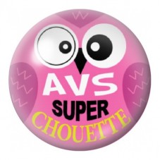 Cabochon en Verre Illustré AVS Super Chouette Rose 12 à 25mm pour la Création de Bijoux Fantaisie - DIY