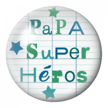 Cabochon en Verre Illustré Papa Super Héros 12 à 25mm