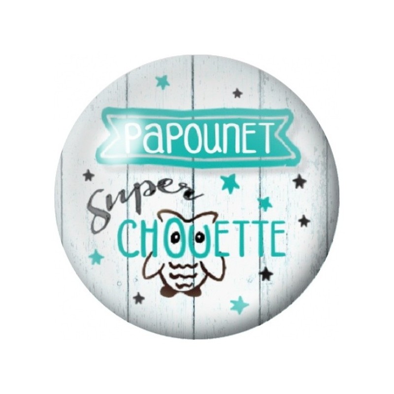 Cabochon en Verre Illustré Papounet Super Chouette 12 à 25mm