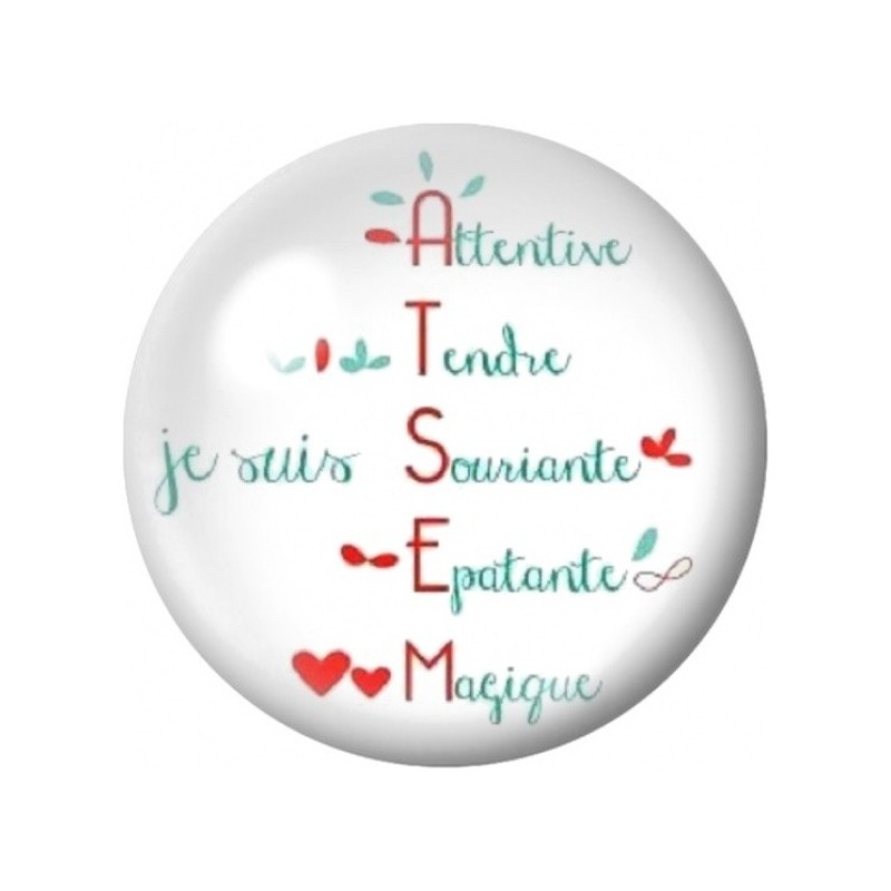 Cabochon en Verre Illustré ATSEM Magique 12 à 25mm