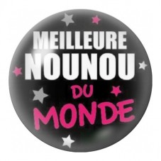 Cabochon en Verre Illustré Meilleure Nounou du Monde sur Noir 12 à 25mm pour la Création de Bijoux Fantaisie - DIY
