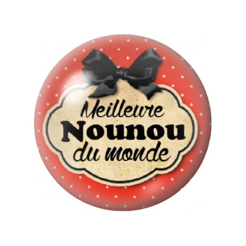Cabochon en Verre Illustré Meilleure Nounou du Monde au Nœud 12 à 25mm