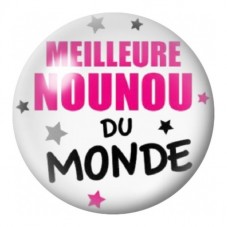 Cabochon en Verre Illustré Meilleure Nounou du Monde 12 à 25mm pour la Création de Bijoux Fantaisie - DIY