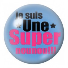 Cabochon en Verre Illustré Une Super Nounou sur Bleu 12 à 25mm pour la Création de Bijoux Fantaisie - DIY