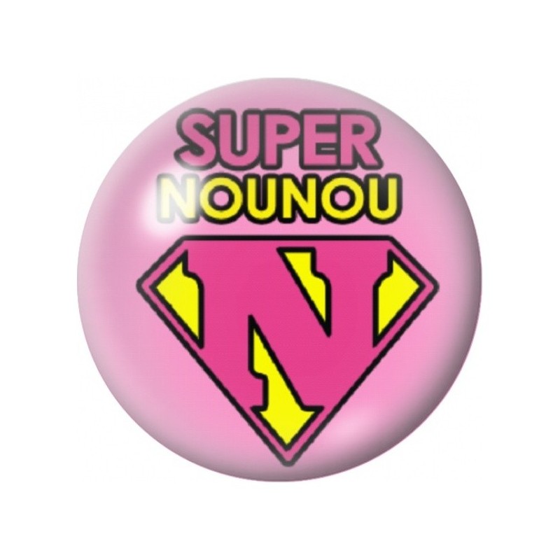 Cabochon en Verre Illustré Emblème Super Nounou 12 à 25mm