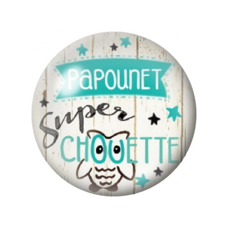 Cabochon en Verre Illustré Papounet Super Chouette 12 à 25mm