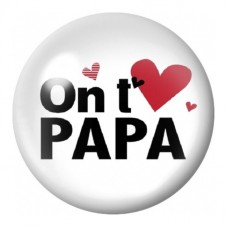 Cabochon en Verre Illustré On t'Aime Papa au Cœur Rouge 12 à 25mm pour la Création de Bijoux Fantaisie - DIY
