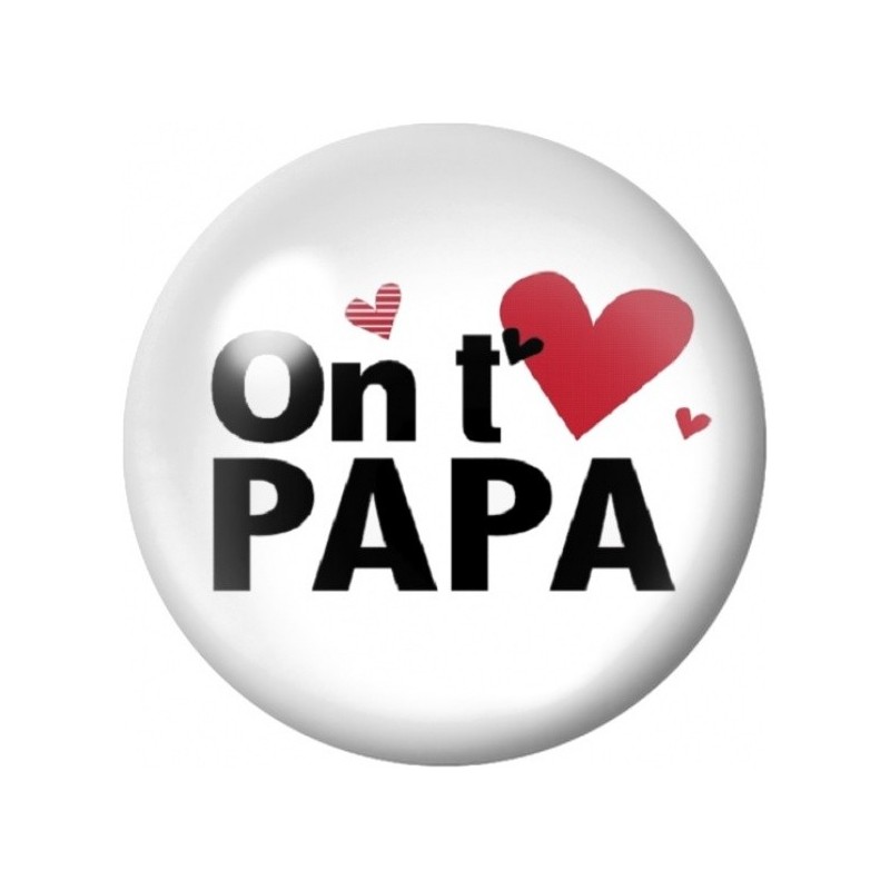 Cabochon en Verre Illustré On t'Aime Papa au Cœur Rouge 12 à 25mm pour la Création de Bijoux Fantaisie - DIY