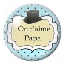 Cabochon en Verre Illustré On t'Aime Papa au Chapeau 12 à 25mm pour la Création de Bijoux Fantaisie - DIY