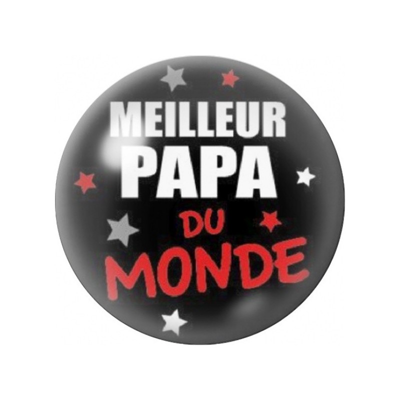 Cabochon en Verre Illustré Meilleur Papa du Monde Noir et Rouge 12 à 25mm