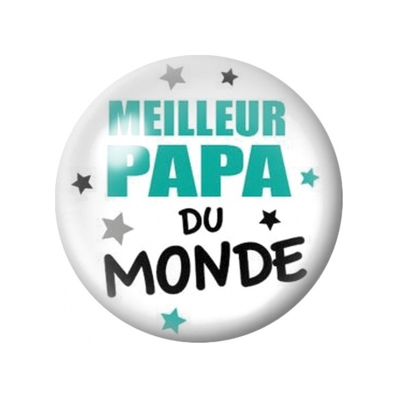 Cabochon en Verre Illustré Meilleur Papa du Monde Turquoise 12 à 25mm